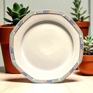 Christopher Stuart Y0002 Southwest Fine China Hexagonal White Blue Pink Platter